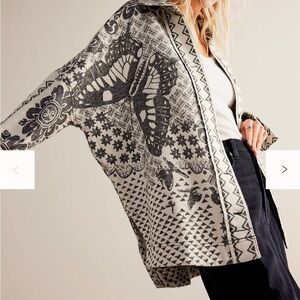 We The Free Black and White Graphic Cardigan